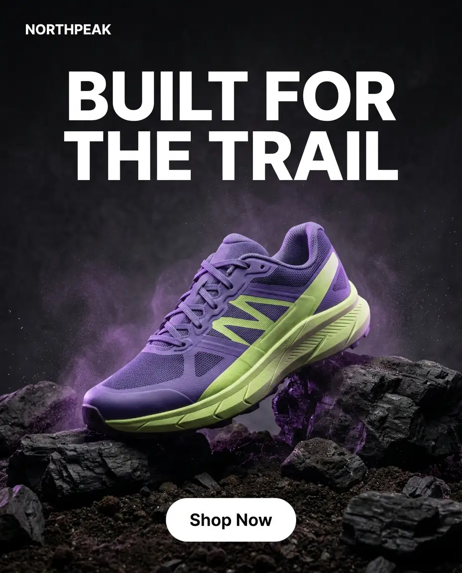 Northpeak trail shoe ad: Built for the trail