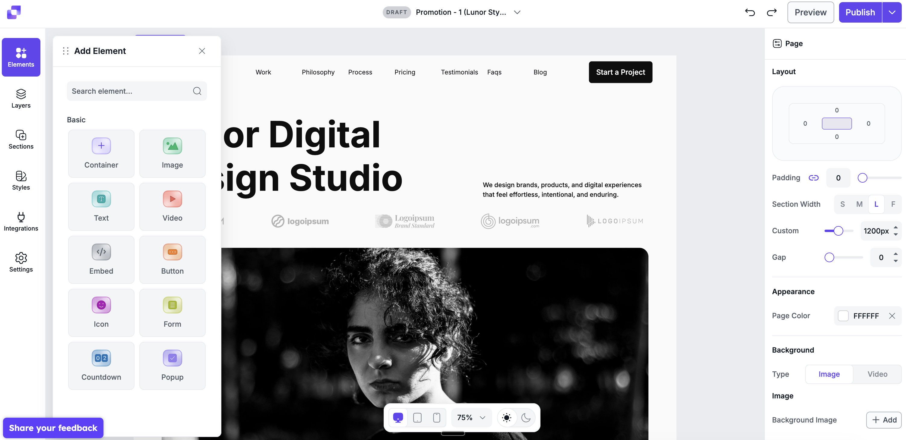 Leadpages Page Studio drag-and-drop builder