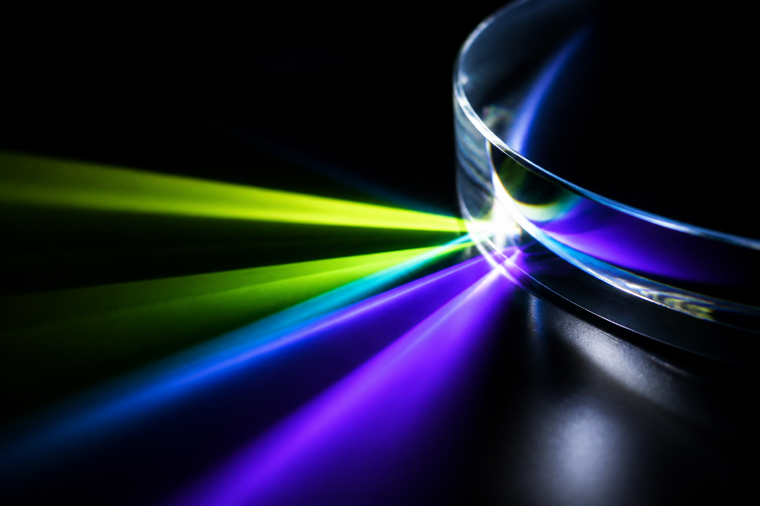 Abstract light refraction representing precision optimization